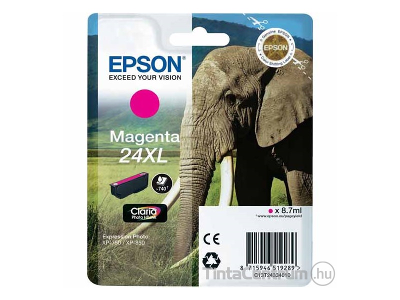 Epson 24XL (T2433) magenta eredeti tintapatron