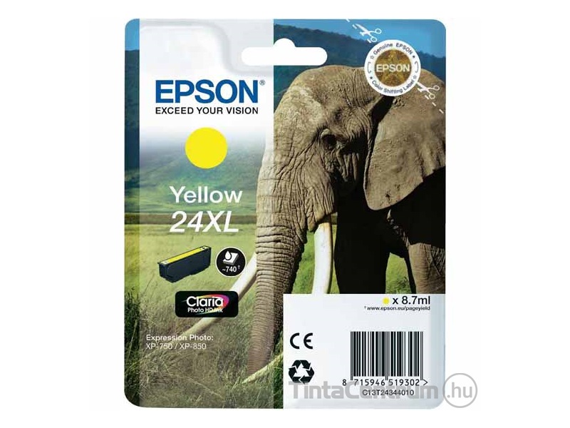 Epson 24XL (T2434) sárga eredeti tintapatron