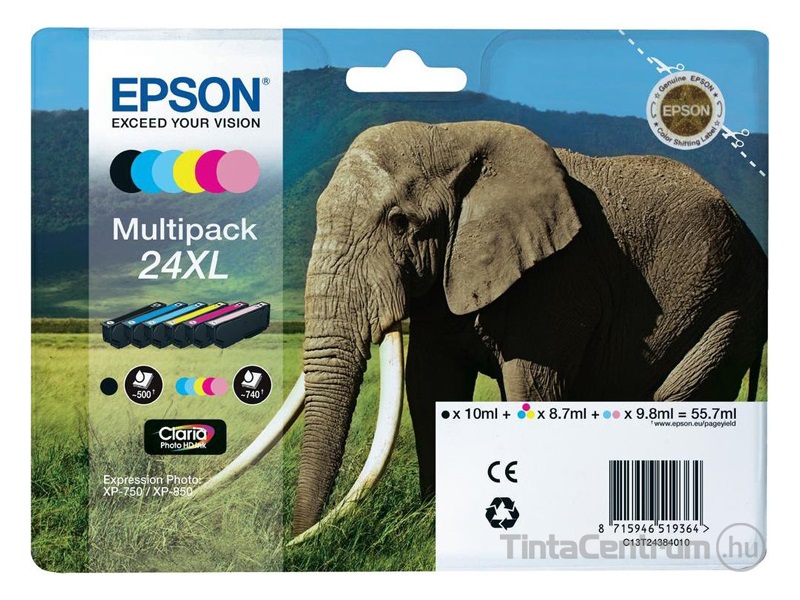 Epson 24XL (T2438) (BK,C,M,Y,LC,LM) eredeti 6db-os patron csomag