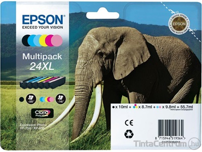 Epson 24XL (T2438) (BK,C,M,Y,LC,LM) eredeti 6db-os patron csomag