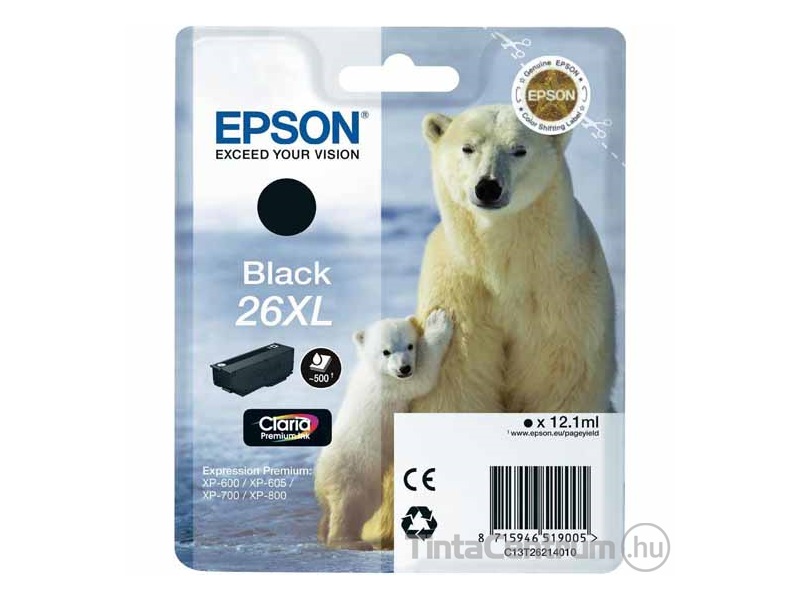 Epson 26XL (T2621) fekete eredeti tintapatron