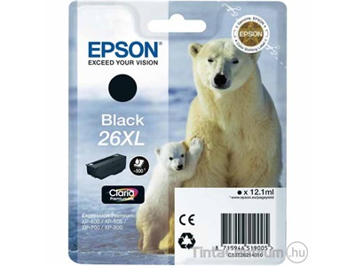 Epson 26XL (T2621) fekete eredeti tintapatron