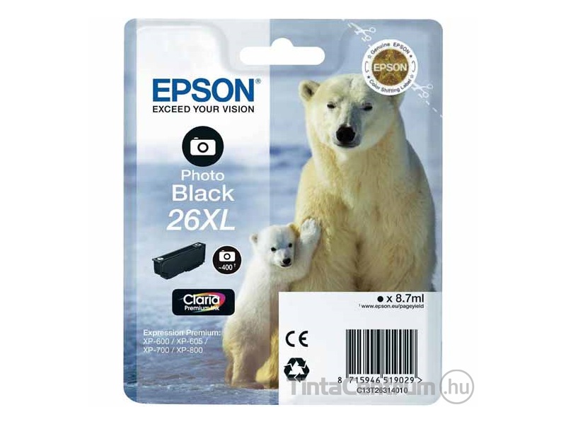 Epson 26XL (T2631) fotó fekete eredeti tintapatron