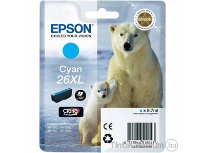 Epson 26XL (T2632) ciánkék eredeti tintapatron