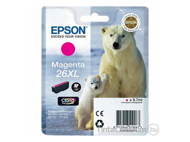 Epson 26XL (T2633) magenta eredeti tintapatron