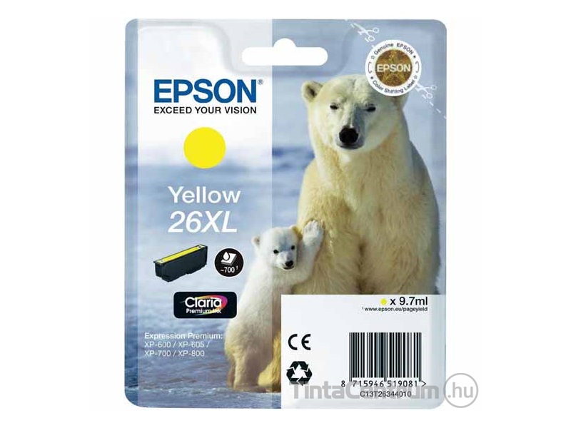 Epson 26XL (T2634) sárga eredeti tintapatron