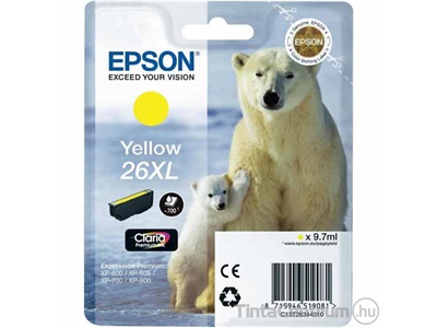 Epson 26XL (T2634) sárga eredeti tintapatron