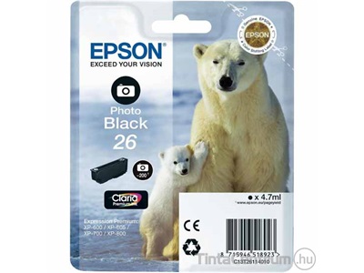 Epson 26 (T2611) fotó fekete eredeti tintapatron