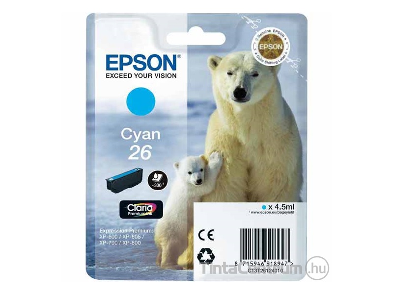 Epson 26 (T2612) ciánkék eredeti tintapatron