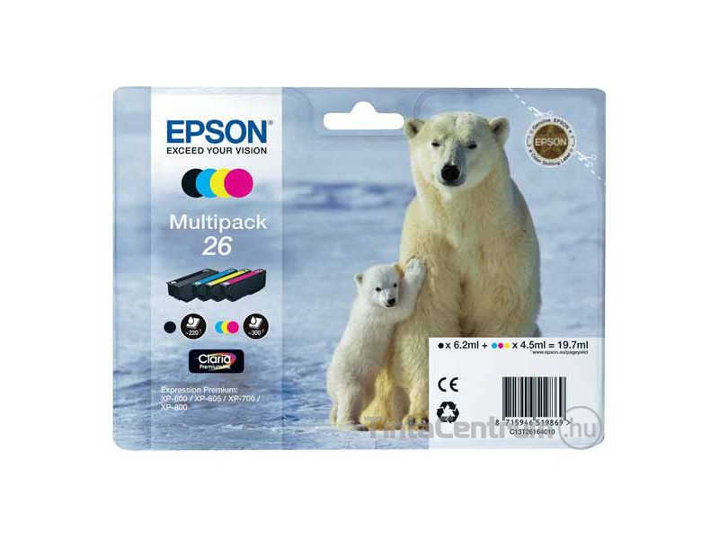 Epson 26 (T2616) (BK,C,M,Y) eredeti 4db-os patron csomag