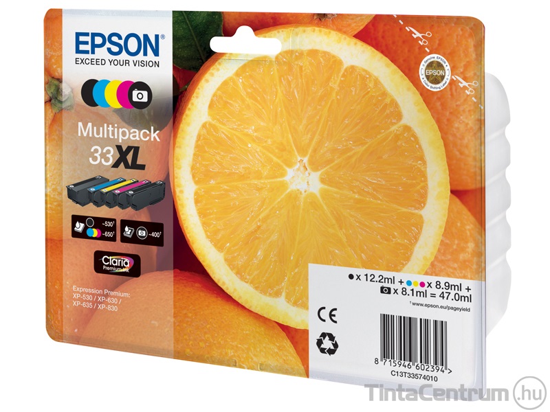 Epson 33XL (T3357) (BK,C,M,Y,PBK) eredeti 5db-os patron csomag