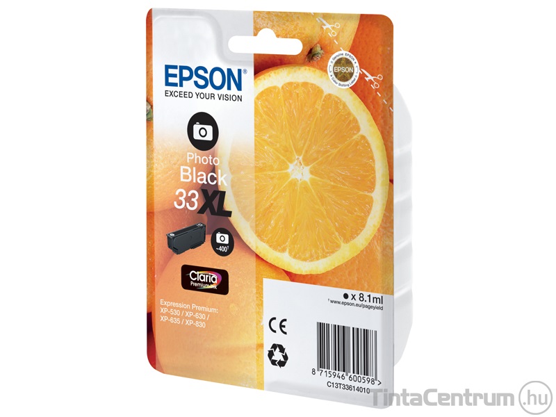 Epson 33XL (T3361) fotó fekete eredeti tintapatron