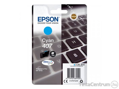 Epson 407XL (T07U2) ciánkék eredeti tintapatron