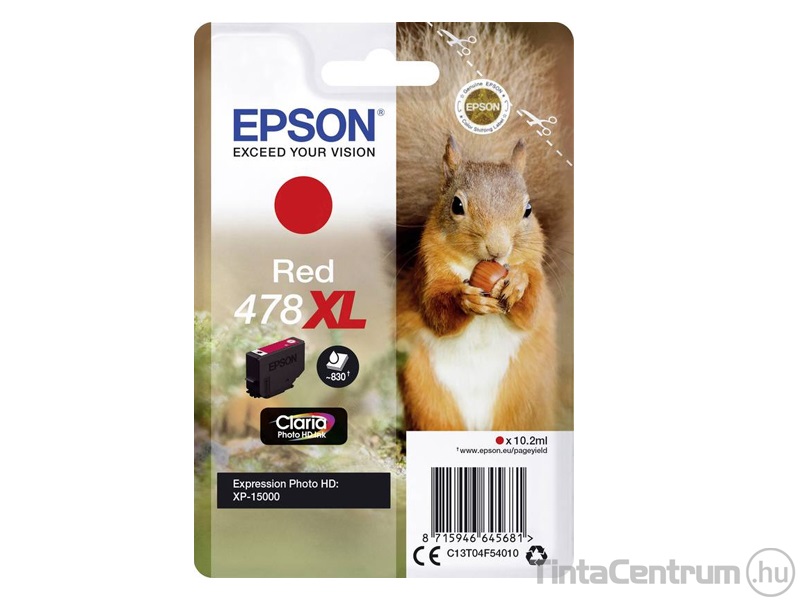 Epson 478XL (T04F5) piros eredeti tintapatron