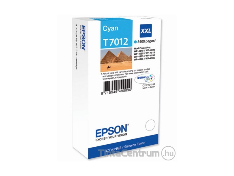 Epson T7012 XXL [3400 oldal] ciánkék eredeti tintapatron