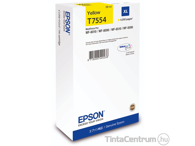 Epson T7554 XL [4000 oldal] sárga eredeti tintapatron