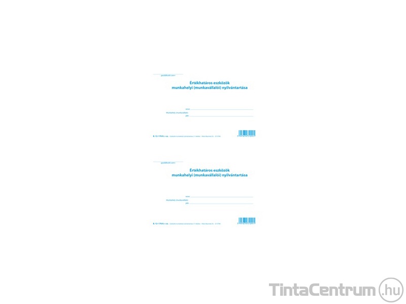 Eszközök munkahelyi nyilvántartása, A5, fekvő, 11 tételes, B.12-170/A