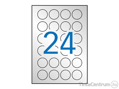 Etikett, lézer, 40mm, kör, poliészter, időjárásálló, ezüst, 24címke/lap, APLI 20lap/csomag