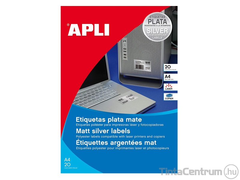 Etikett, lézer, 45,7x21,2mm, kerekített, poliészter, időjárásálló, 4 pályás, 48címke/lap, APLI 20lap/csomag
