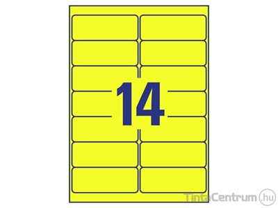Etikett, lézer, 99,1x38,1mm, visszaszedhető, neon sárga, 14címke/lap, AVERY "Zweckform" 25lap/csomag
