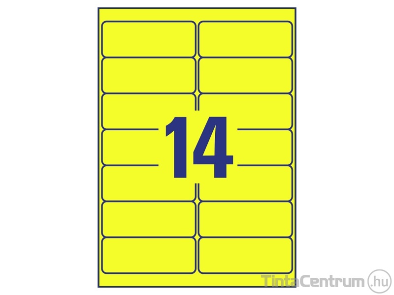 Etikett, lézer, 99,1x38,1mm, visszaszedhető, neon sárga, 14címke/lap, AVERY "Zweckform" 25lap/csomag