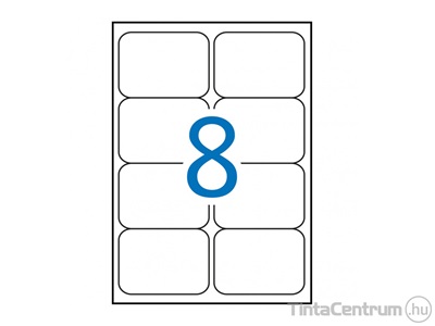Etikett, lézer, 99,1x67,7mm, kerekített, poliészter, időjárásálló, 2 pályás, 8címke/lap, APLI 20lap/csomag