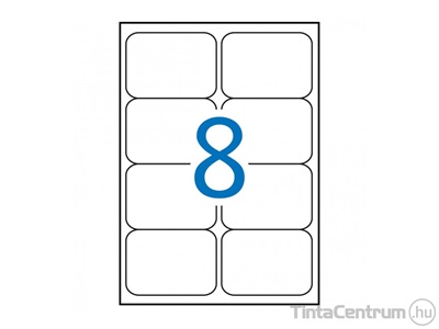 Etikett, lézer, 99x67,7mm, kerekített, neon piros, 2 pályás, 8címke/lap, APLI 20lap/csomag