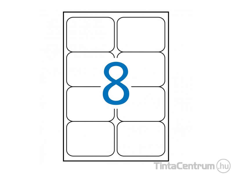 Etikett, lézer, 99x67,7mm, kerekített, neon piros, 2 pályás, 8címke/lap, APLI 20lap/csomag