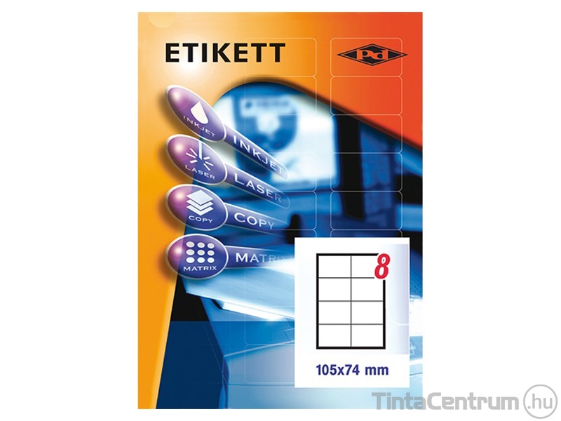 Etikett, univerzális, 105x74mm, 8címke/lap, PD 10lap/csomag