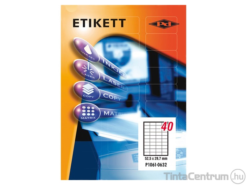 Etikett, univerzális, 52,5x29,7mm, 40címke/lap, PD 100lap/csomag