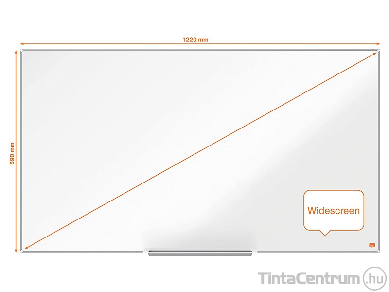 Fehértábla, mágneses, NanoClean™ felületű, alumínium keretes, széles képarány, 122x69cm, NOBO "Impression Pro"