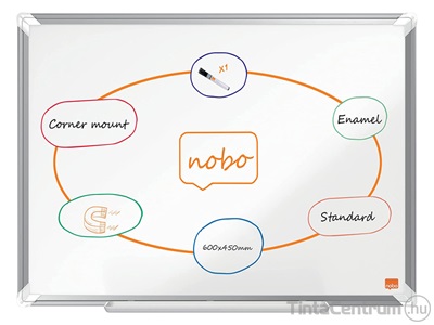 Fehértábla, mágneses, zománcozott, alumínium keret, 60x45cm, NOBO "Premium Plus"
