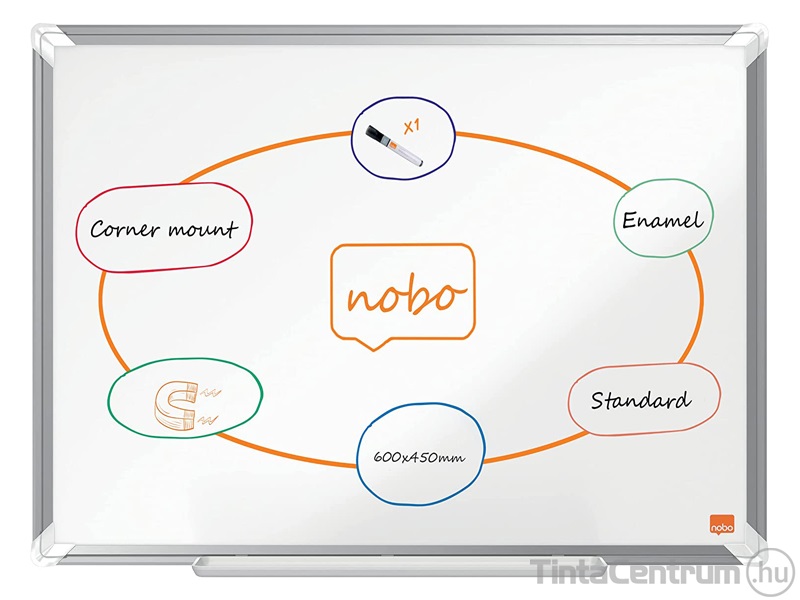 Fehértábla, mágneses, zománcozott, alumínium keret, 60x45cm, NOBO "Premium Plus"