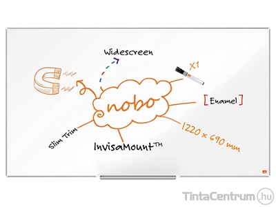 Fehértábla, mágneses, zománcozott, alumínium keretes, széles képarány, 122x69cm, NOBO "Impression Pro"
