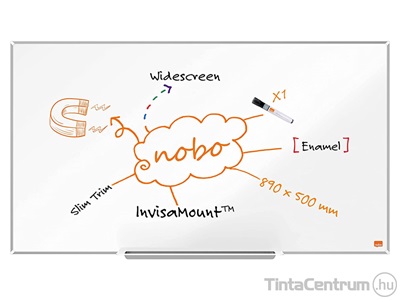Fehértábla, mágneses, zománcozott, alumínium keretes, széles képarány, 89x50cm, NOBO "Impression Pro"