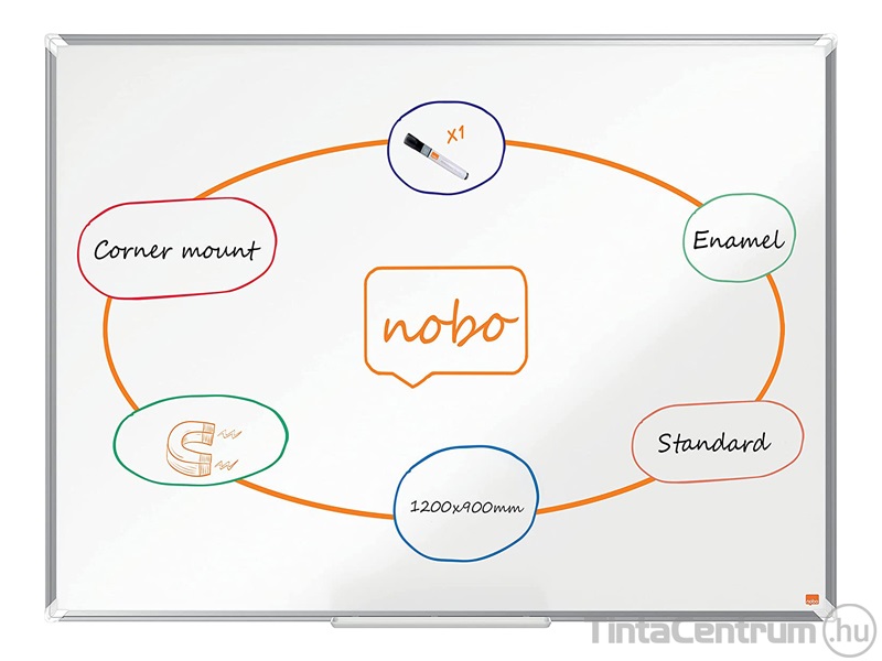 Fehértábla, zománcozott, mágneses, alumínium keret, 120x90cm, NOBO "Premium Plus"