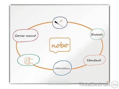Fehértábla, zománcozott, mágneses, alumínium keret, 150x120cm, NOBO "Premium Plus"