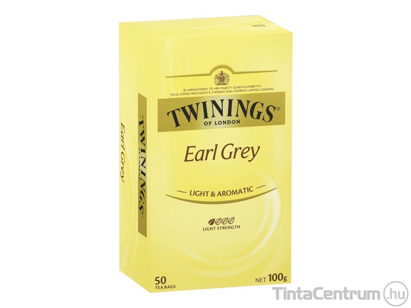 Fekete tea, filteres, 25x2g, TWININGS "Earl Grey"