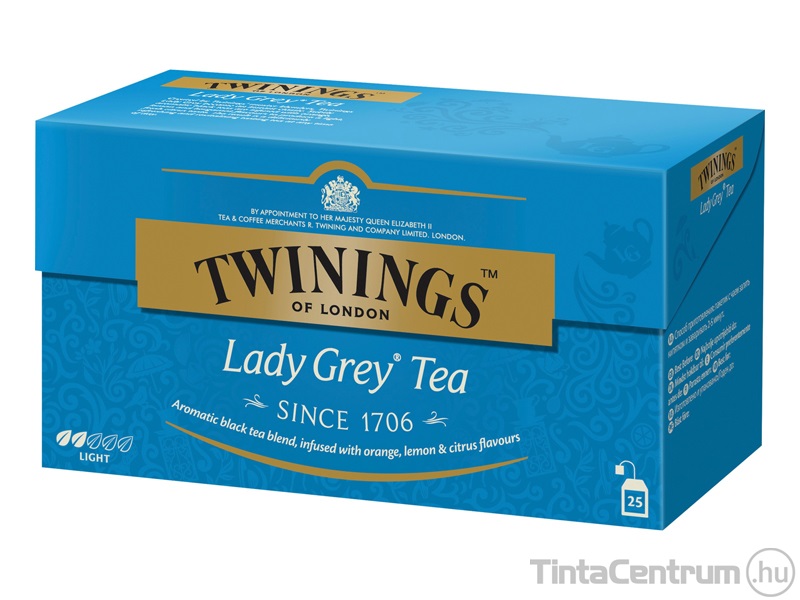 Fekete tea, filteres, 25x2g, TWININGS "Lady Grey"