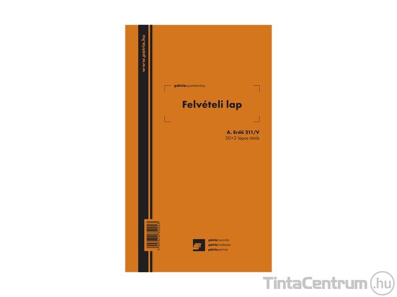 Felvételi lap ipari fához, 145x145mm, álló, 50x2lap, A.ERDO.211/V