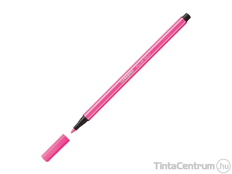 Filctoll, 1mm, STABILO "Pen 68", neon rózsaszín