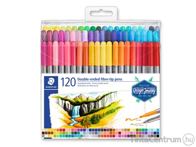 Filctoll készlet, 0,8/3mm, kétvégű, STAEDTLER "Design Journey", 120 különböző szín