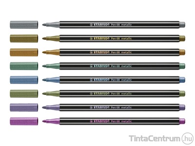 Filctoll készlet, 1,4mm, fém doboz, STABILO "Pen 68 metallic", 8 különböző szín