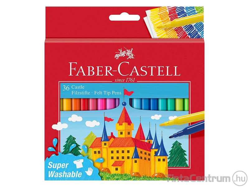 Filctoll készlet, 1mm, FABER-CASTELL "Castle", 36 különböző szín