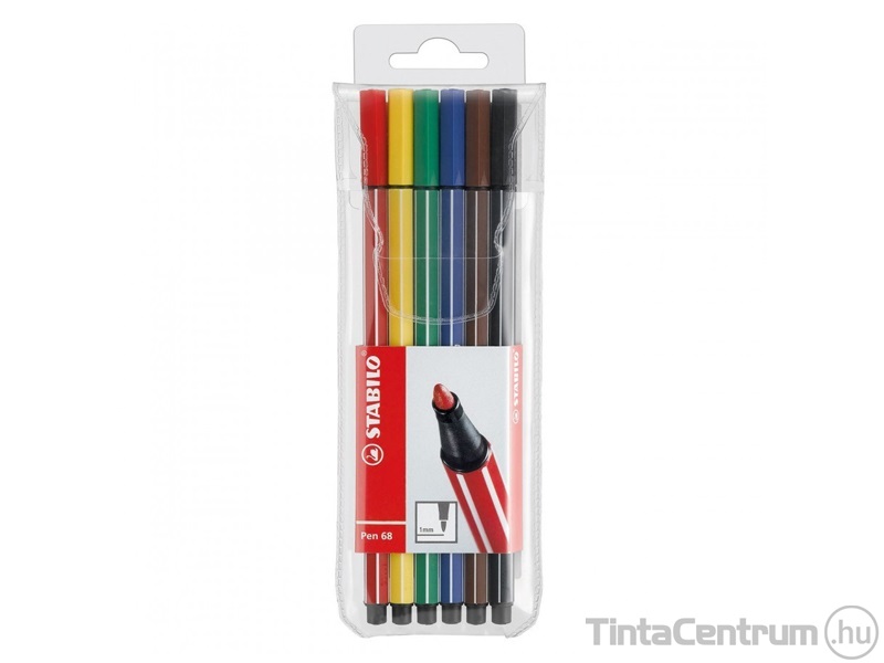 Filctoll készlet, 1mm, STABILO "Pen 68", 6 különböző szín