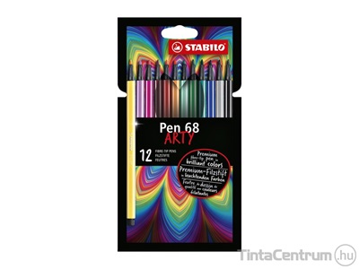 Filctoll készlet, 1mm, STABILO "Pen 68 ARTY", 12 különböző szín