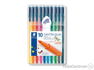 Filctoll készlet, 1mm, STAEDTLER "Triplus", 10 különböző szín