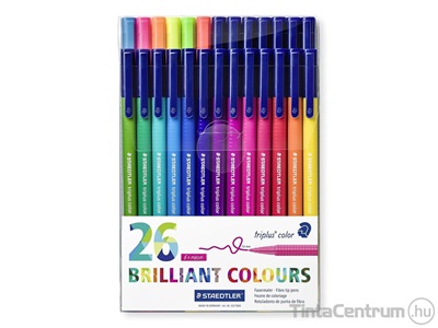 Filctoll készlet, 1mm, STAEDTLER "Triplus 323", 26 különböző szín