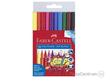 Filctoll készlet, 1mm, háromszögletű, FABER-CASTELL "Grip", 10 különböző szín