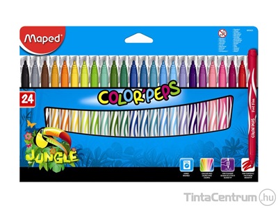 Filctoll készlet, 2,8mm, kimosható, MAPED "Color`Peps Jungle", 24 különböző szín